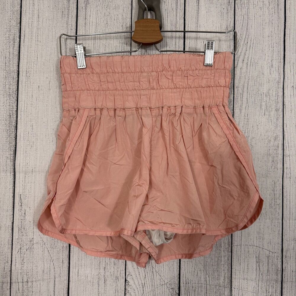FP Free People Movement Women's Large Coral Pink High Waist Lined Shorts - Picture 1 of 6